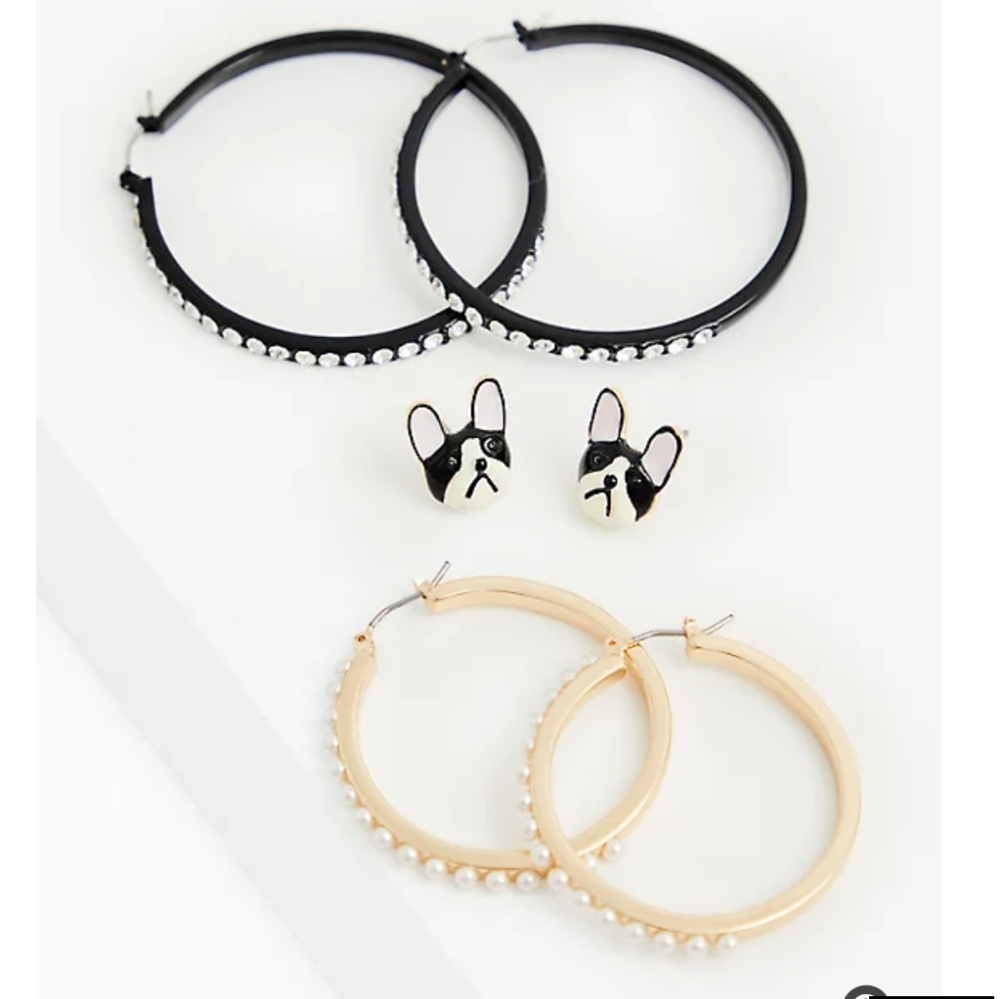 🆕BETSEY JOHNSON BOSTON TERRIER DOG EARRING SET